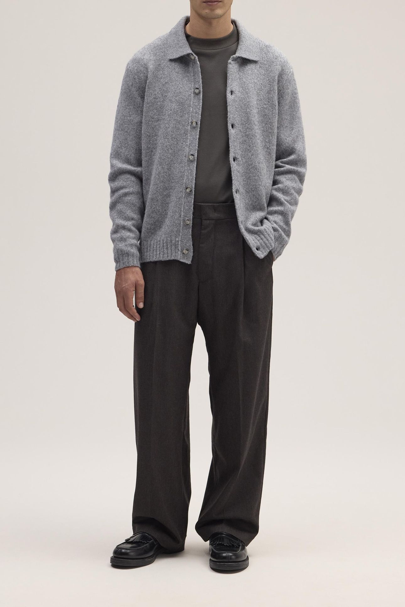 LEE POLO CARDIGAN 6598 GREY MEL. 3