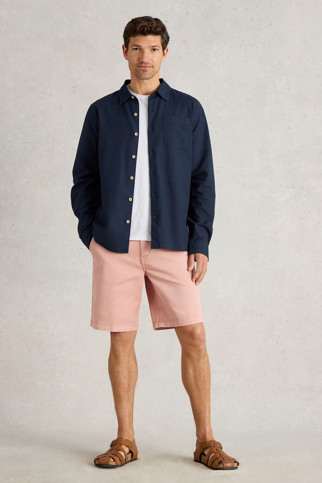 ELY LINEN COTTON LS SHIRT DARK NAVY 1