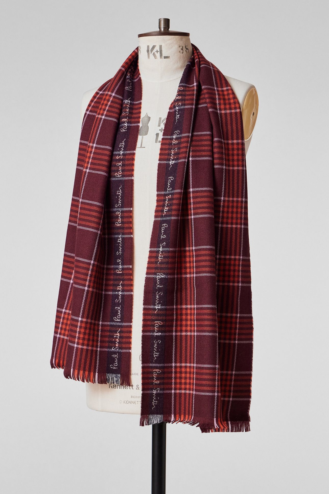MEN SCARF LOGO BORDER BURGUNDY/ BORDE 3