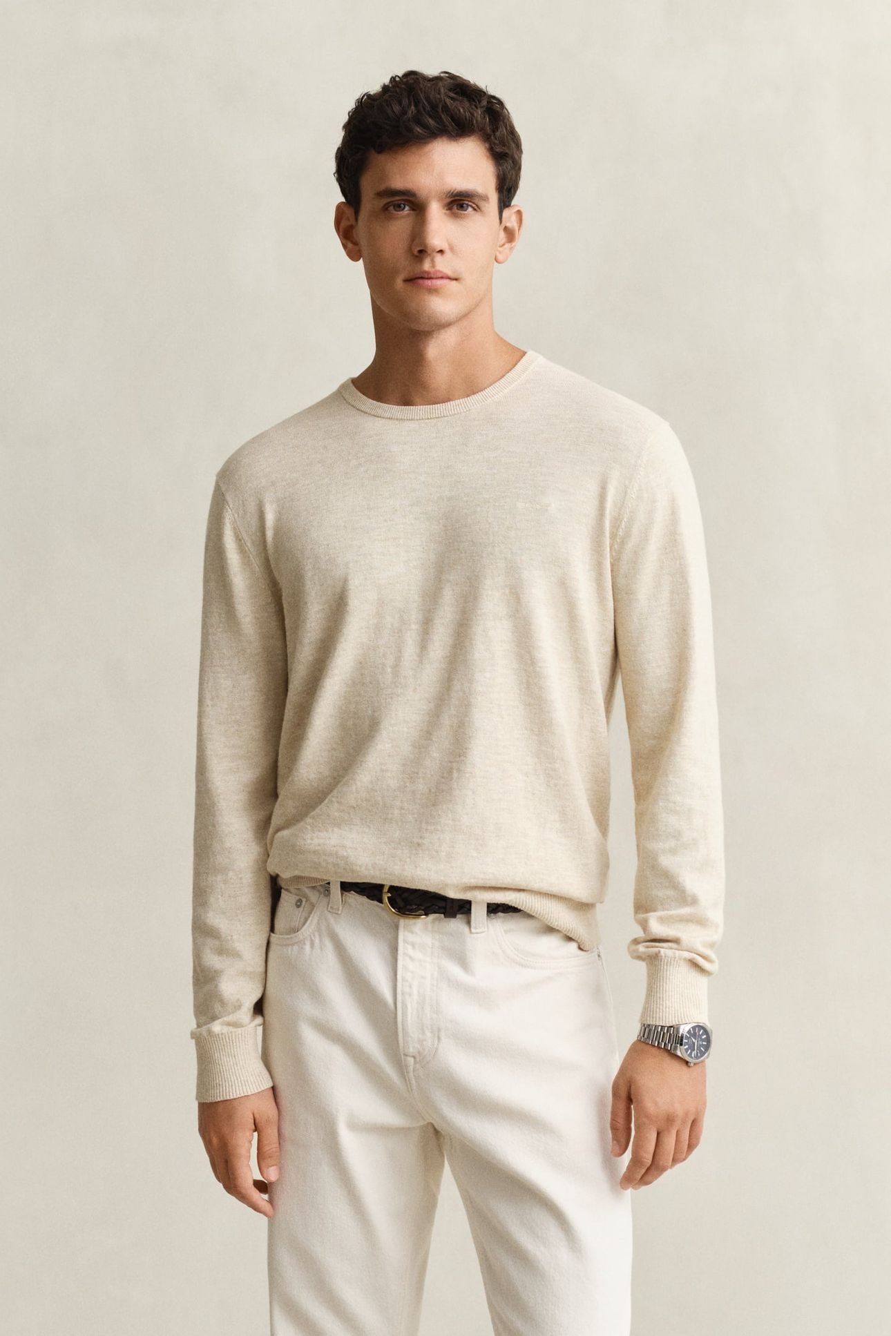 SLUB COTTON LINEN C-NECK SEED MELANGE 1