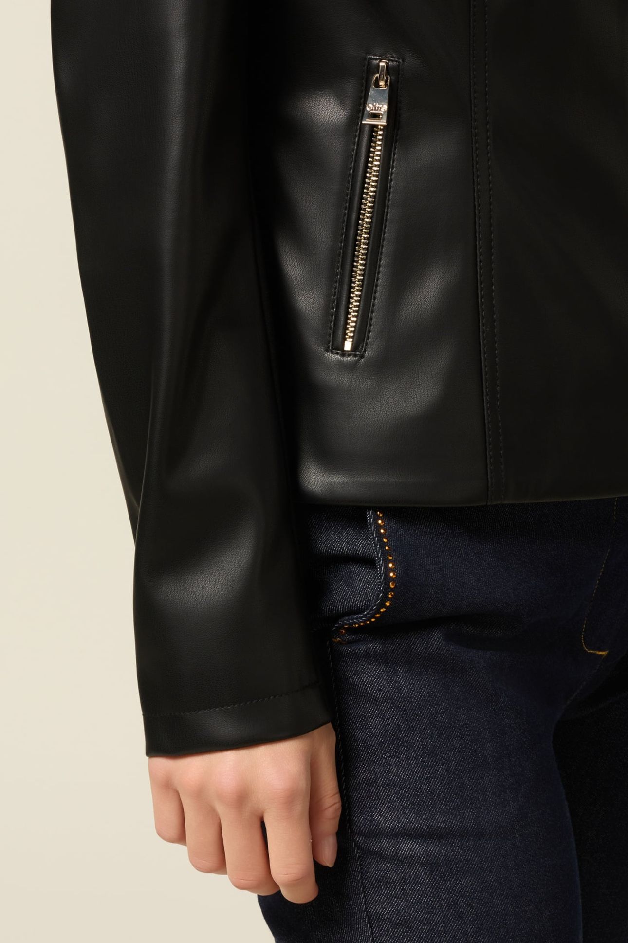 SHORT JACKET WITH DECORATIVE ZIPS BLACK 4