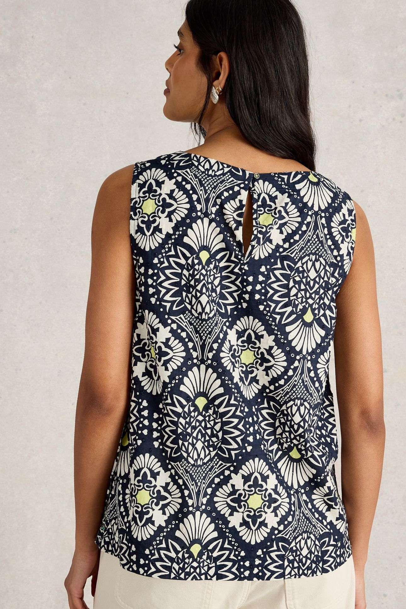 PARADISE COTTON VEST NAVY PRINT 2