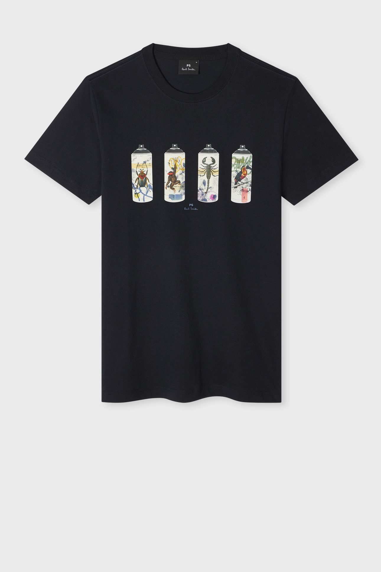 MENS SLIM FIT T SHIRT ANIMAL SPRAY CANS VERY DARK NAVY 1