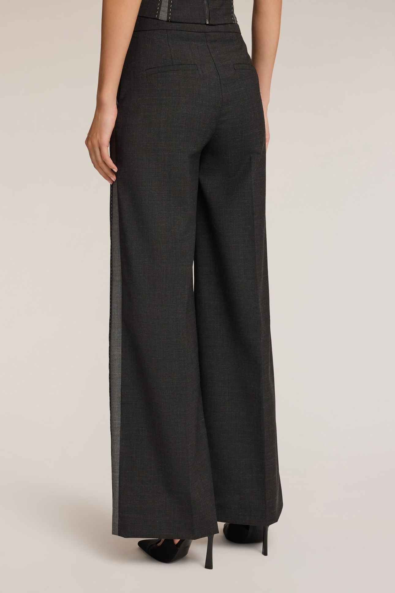 PALAZZO PANTS WITH SIDE STRIPE GREY 3