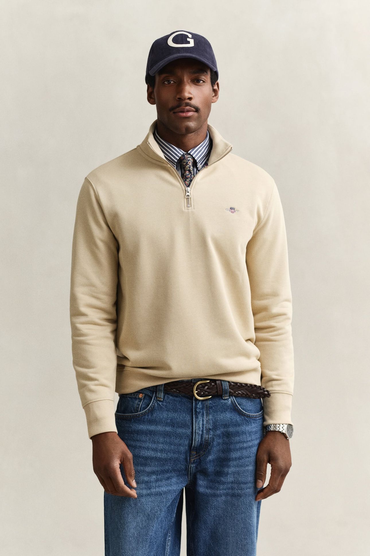 REG SHIELD HALF ZIP SWEAT OAT BEIGE 1