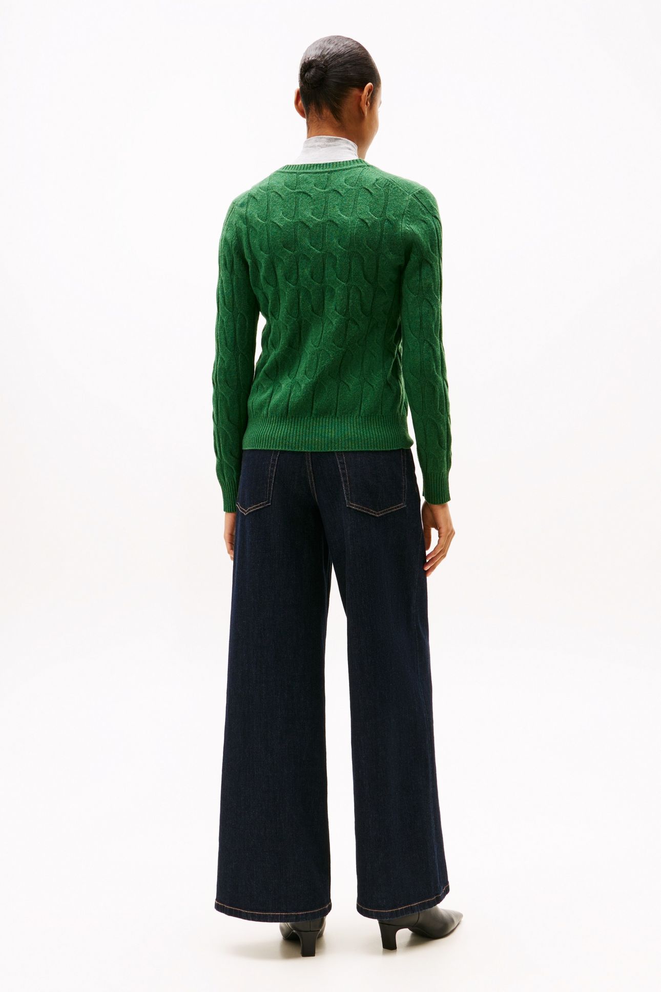 SOFT WOOL CABLE C-NECK DEEP EVERGREEN 3