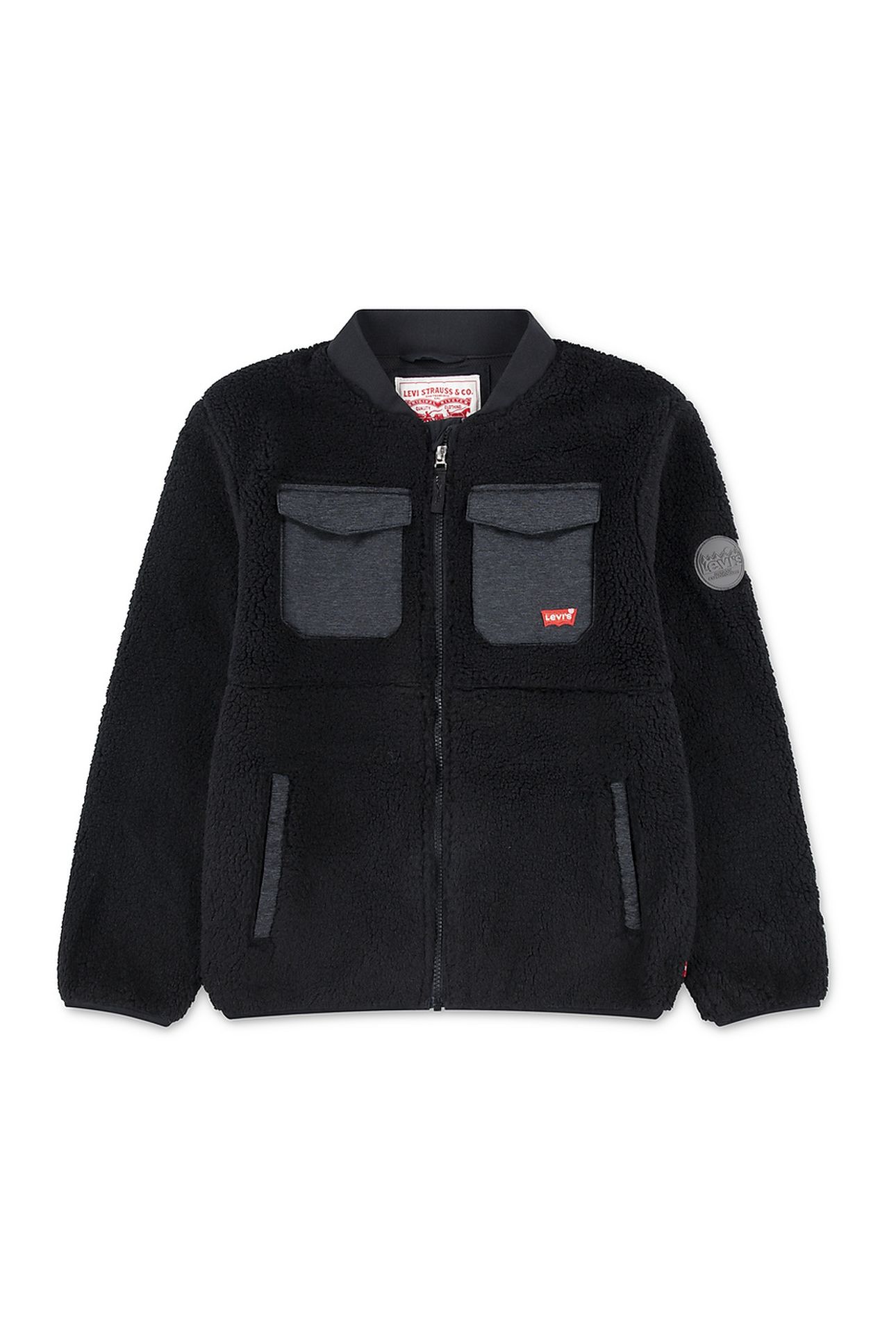 BOYS UTILITY PKT SHERPA JACKET JET BLACK 1
