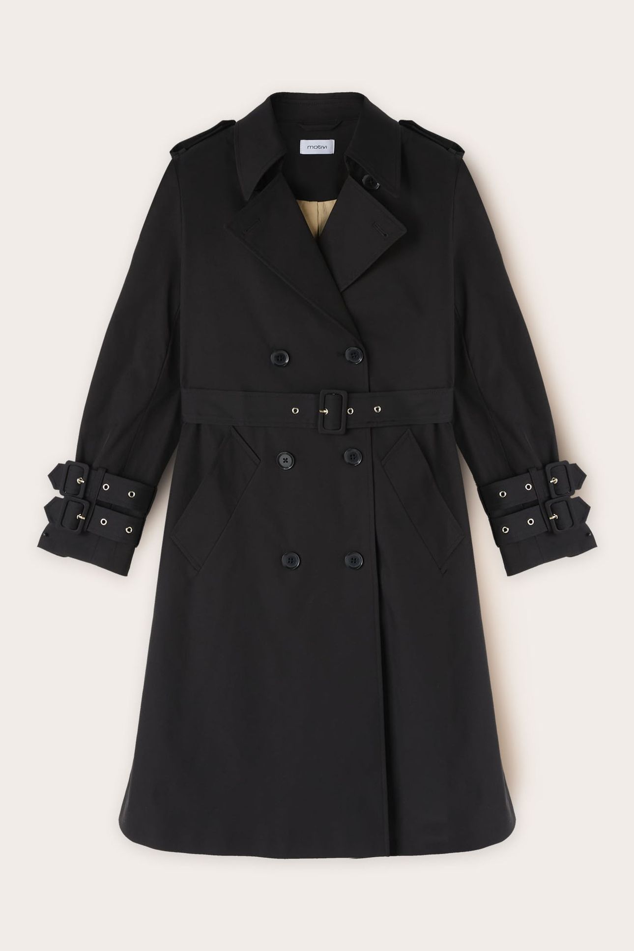 DOUBLE-BREASTED TRENCH COAT IN TECHNICAL FABRIC BLACK 5