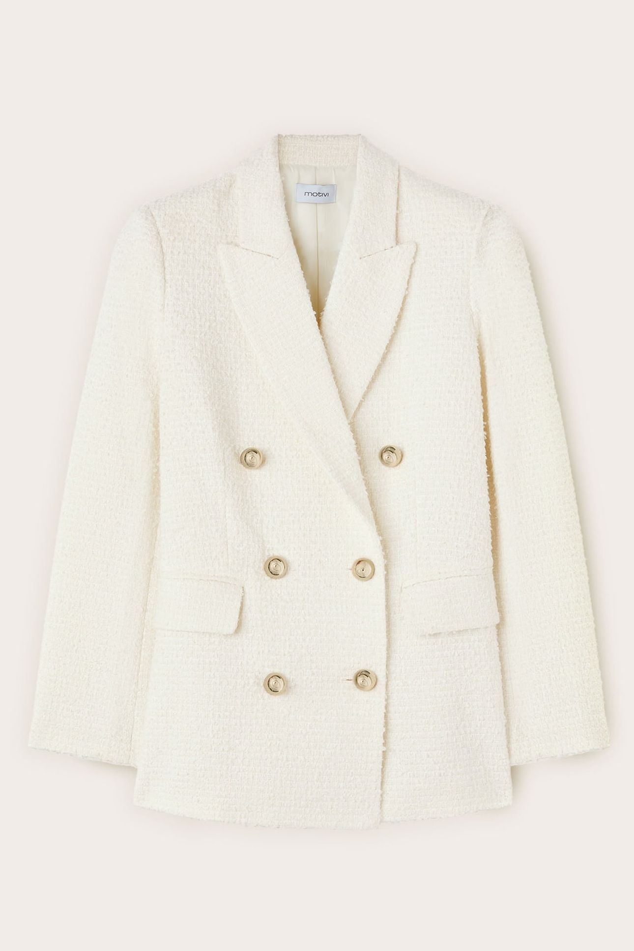 DOUBLE-BREASTED BLAZER IN BOUCLÉ FABRIC WHITE 5