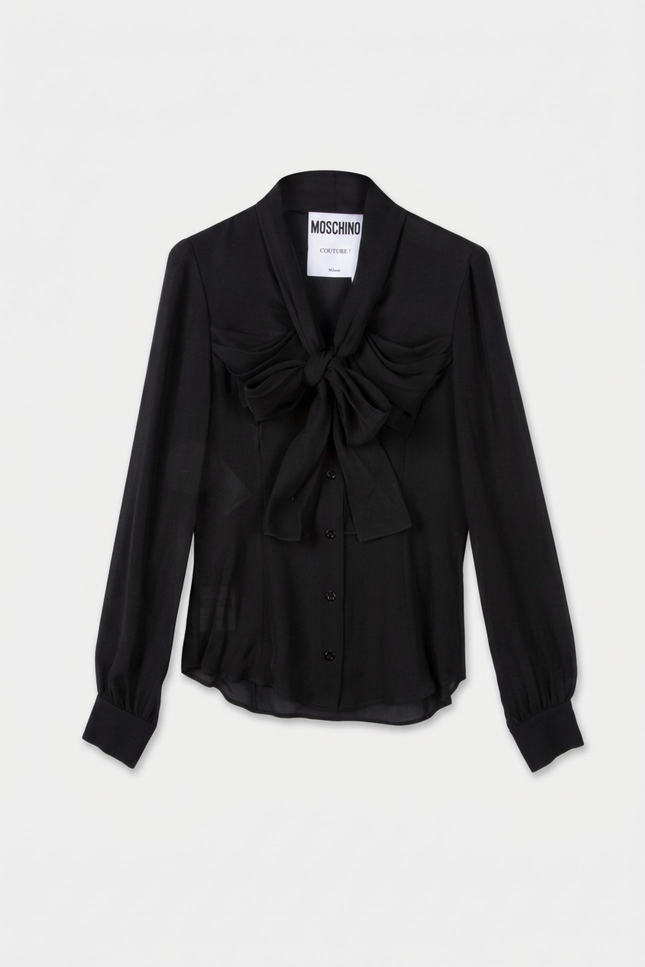 SILK CHARMEUSE SHIRT WITH BOW BLACK 3