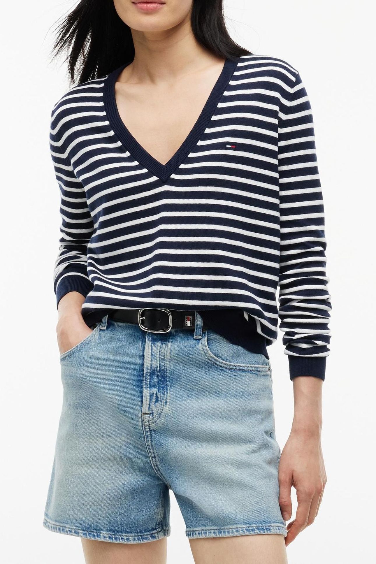 TJW ESSENTIAL VNECK DARK NIGHT NAVY/STRIPE 1