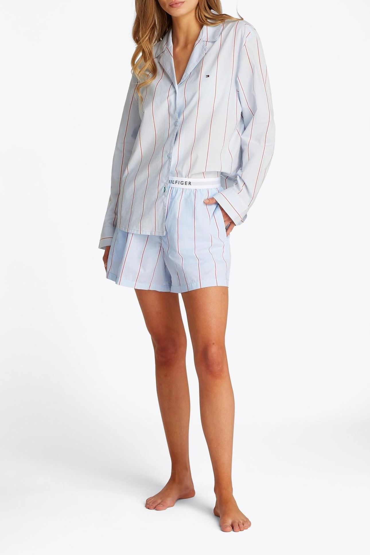 POPLIN SHORT BLOCK STRIPE SWEET BLUE 1