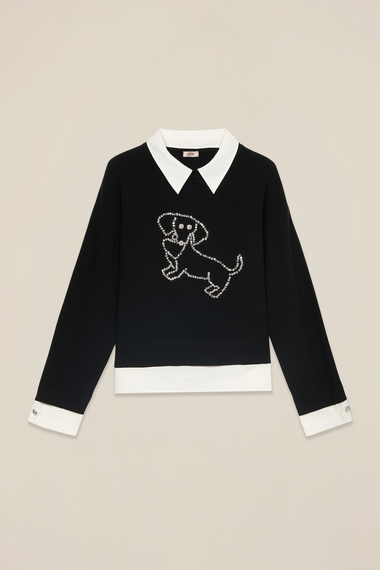 SWEATER WITH RIBBED CUFFS AND COLLAR BLACK 3