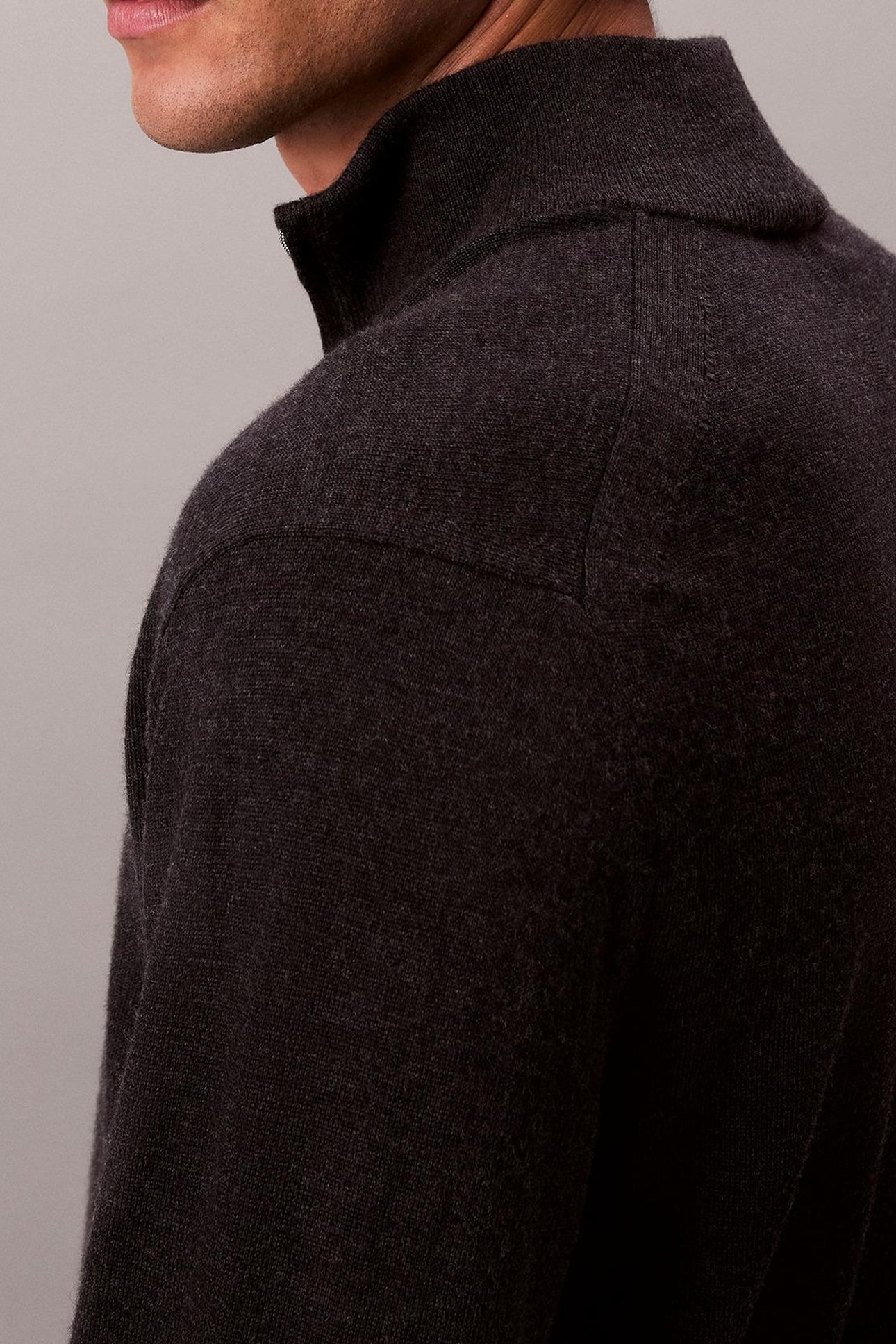 LS 100% MERINO QUARTER ZIP GUNMETAL HEATHER 9