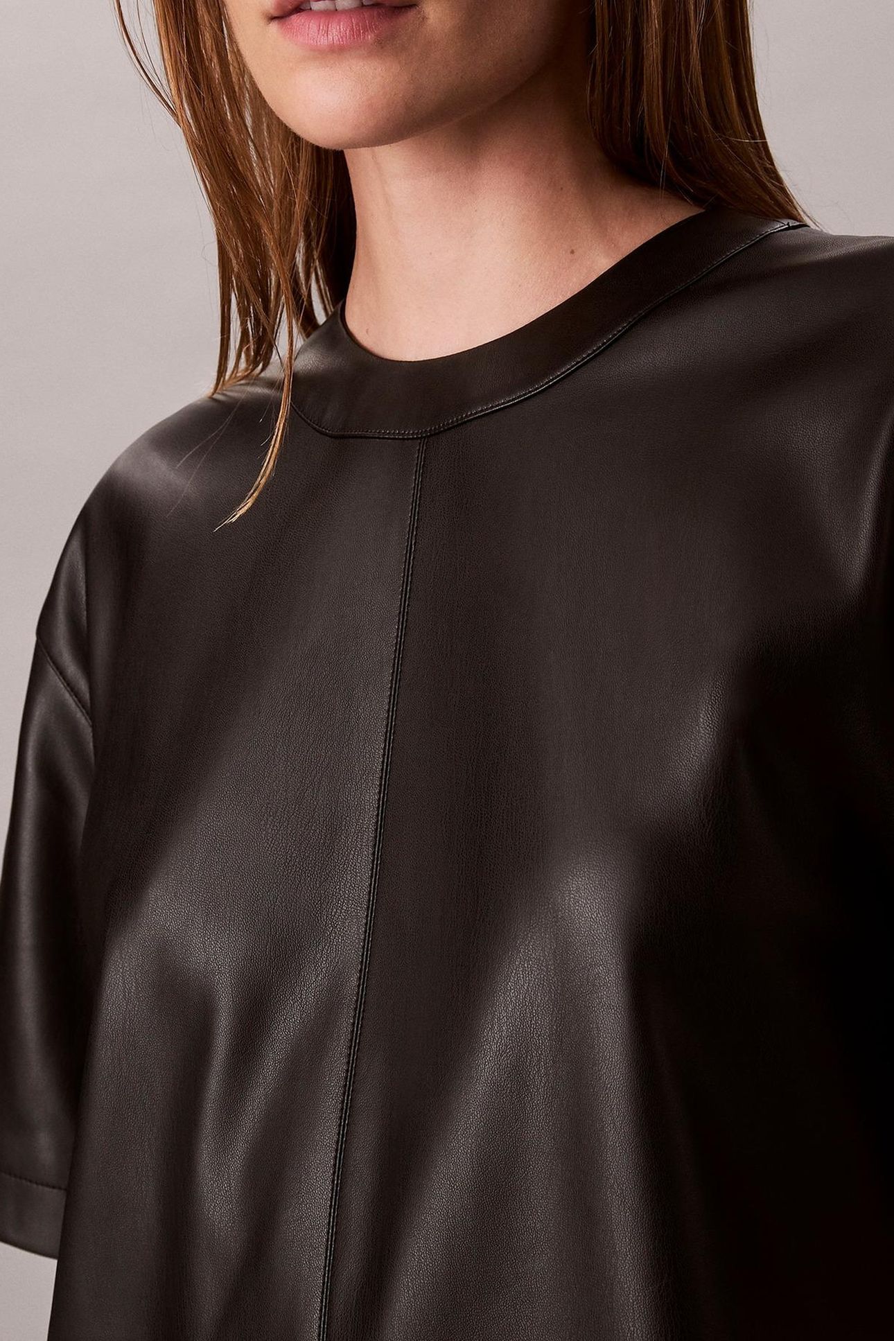 FAUX LEATHER T-SHIRT DRESS BLACK 5