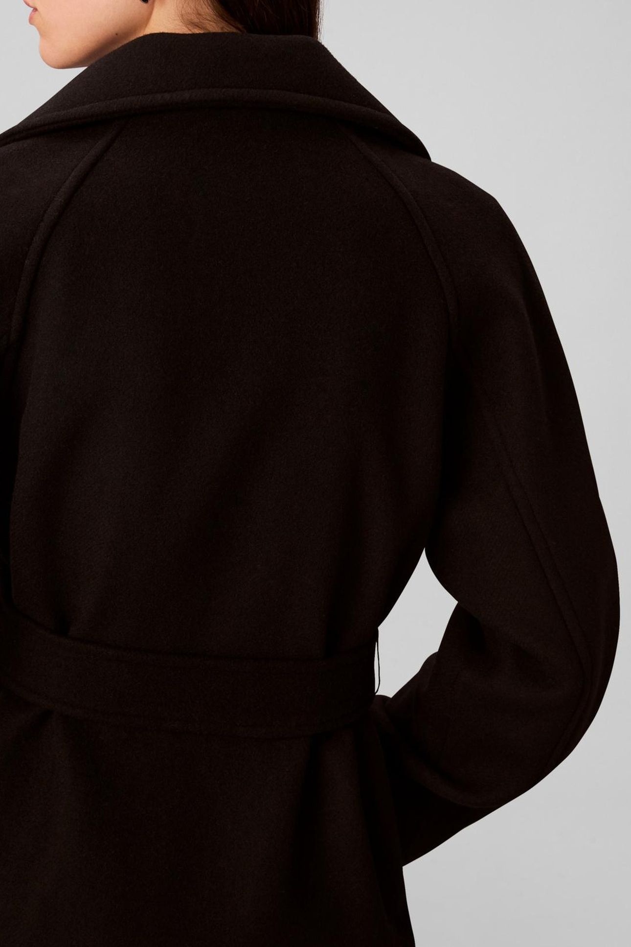 FUNNEL NECK KNEE LENGTH COAT BLACK 6