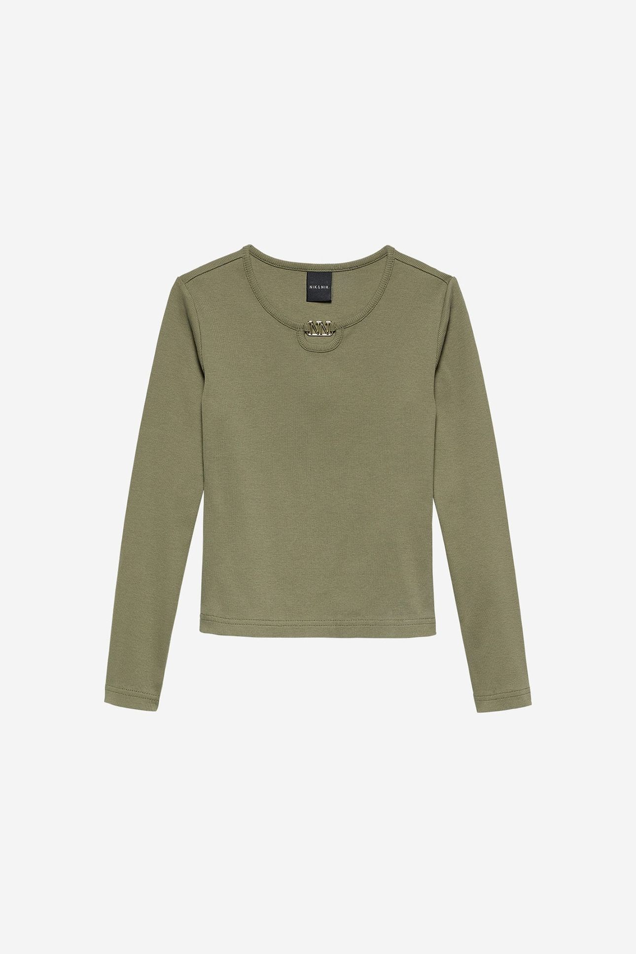 PRESLEY LS RIB TOP BRONZE GREEN 1