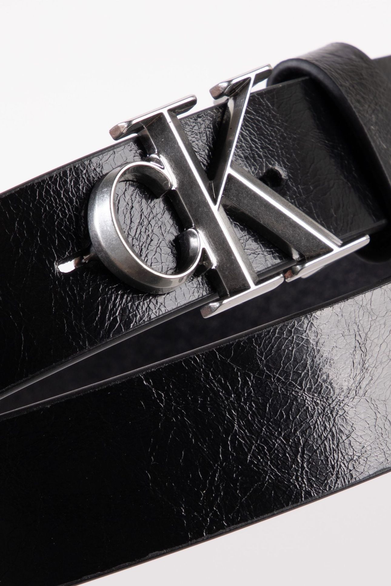 FACET CK BUCKLE GLOSS BELT BLACK/ANTIQUE NICKEL 4