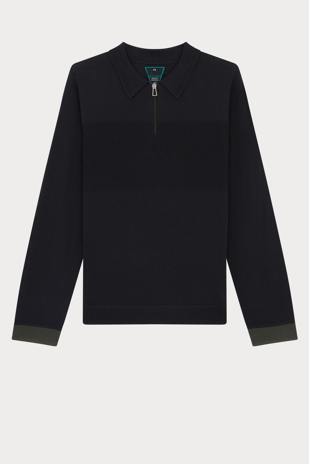 MENS SWEATER LS POLO BLACK MELANGE 6