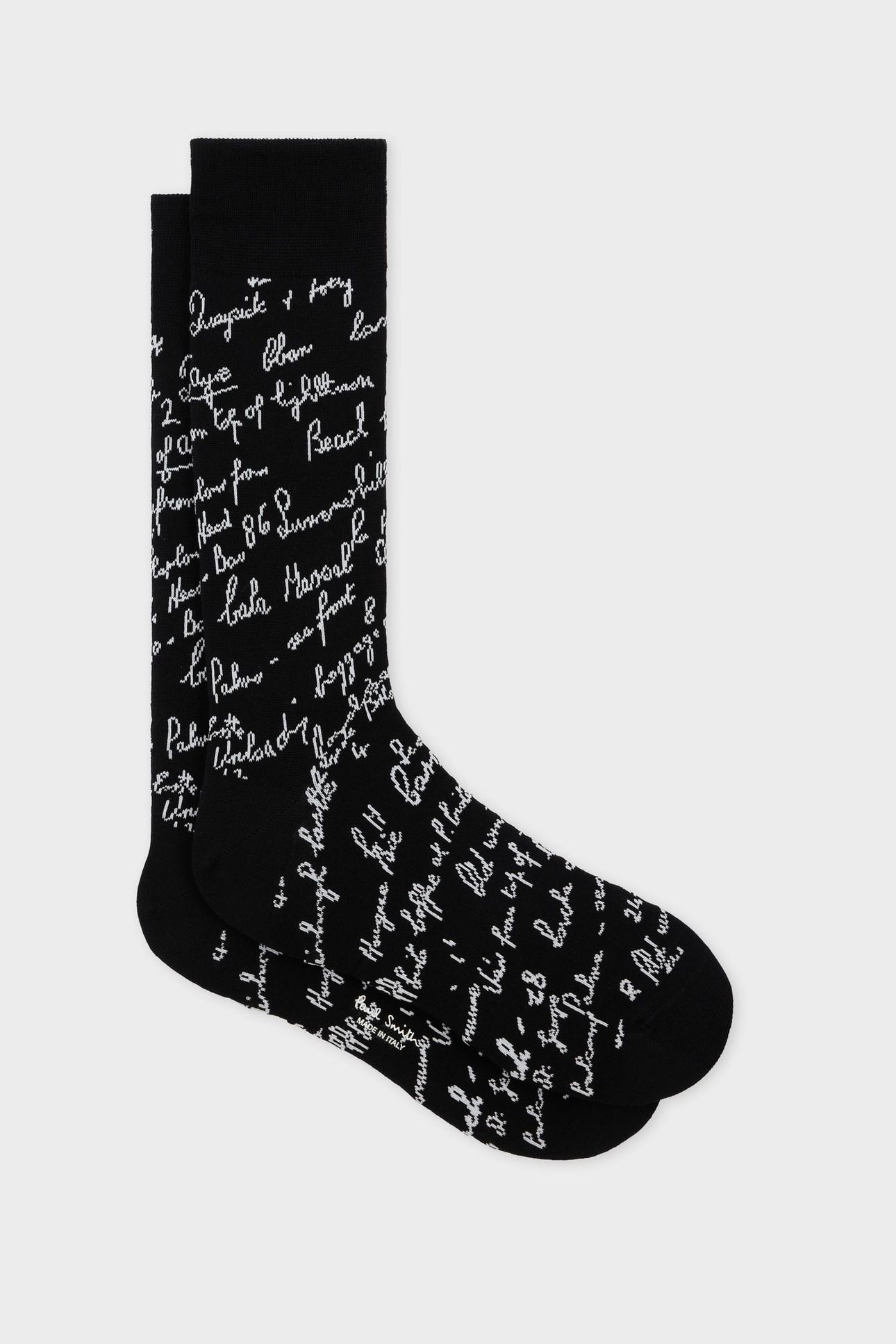 MEN SOCK HANDWRITING BLACK 1