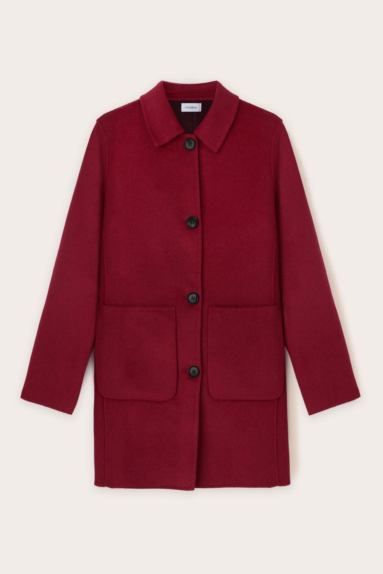 REVERSIBLE COAT IN WOOL BLEND FABRIC BURGUNDY 5