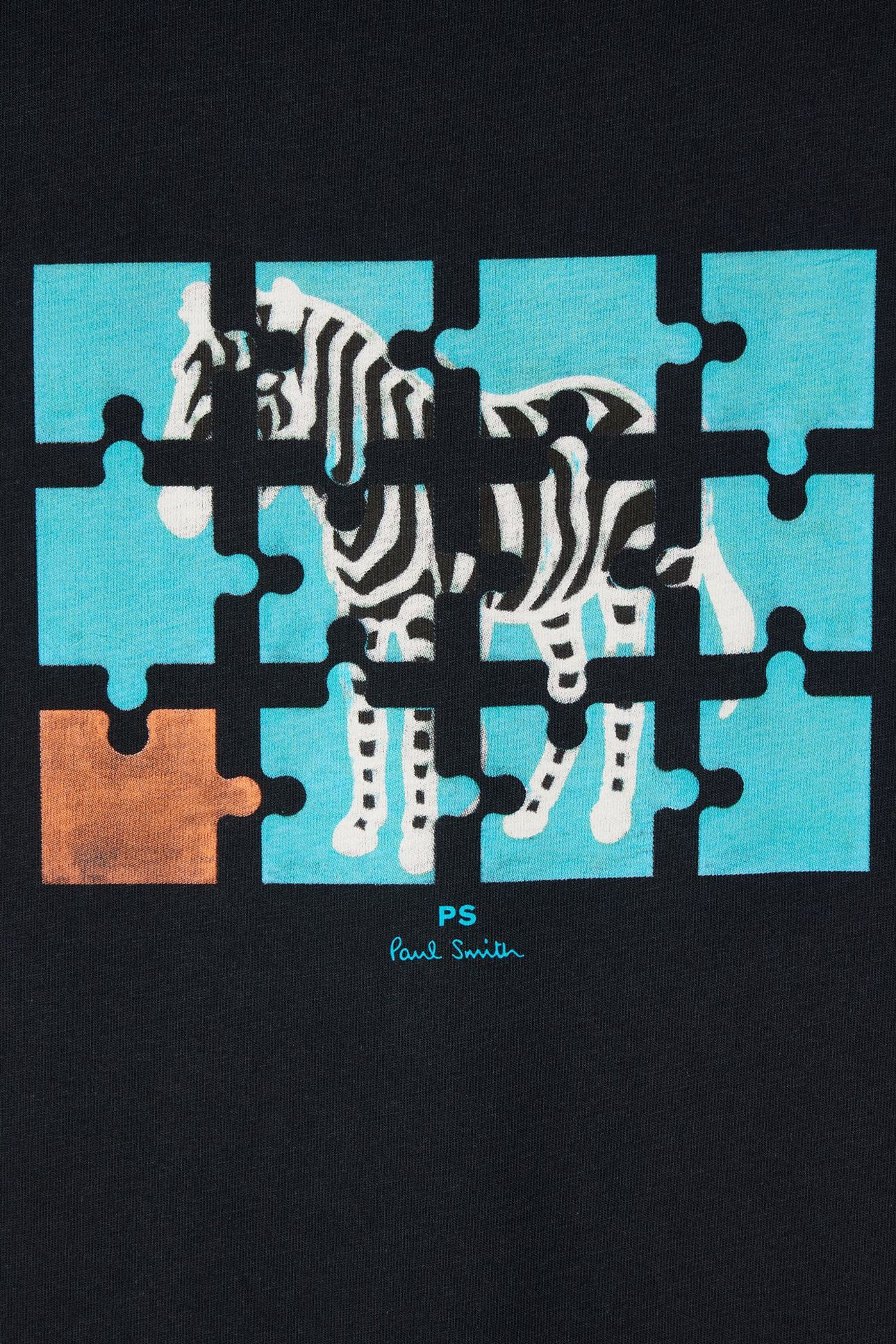 MENS SLIM FIT T SHIRT JIGSAW ZEBRA VERY DARK NAVY 3