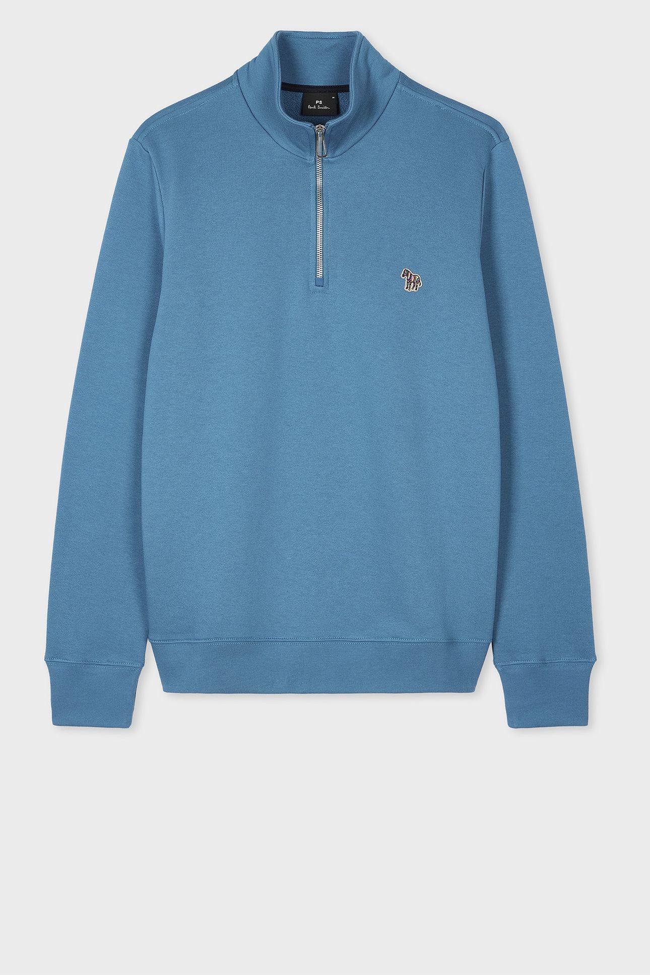 MENS REG FIT HALF ZIP SWEAT ZEBRA PETROL GREEN 4