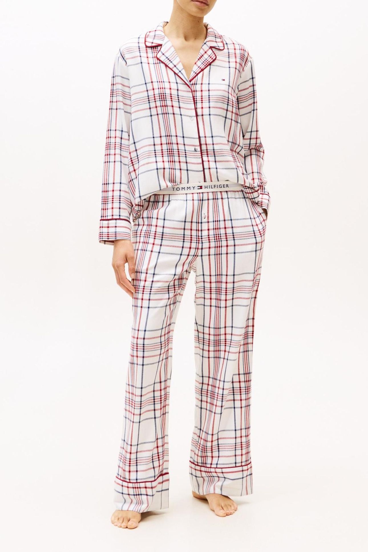 GIFT LOOSE FLNL SHIRT SET CITY PLAID IVORY SILK 1