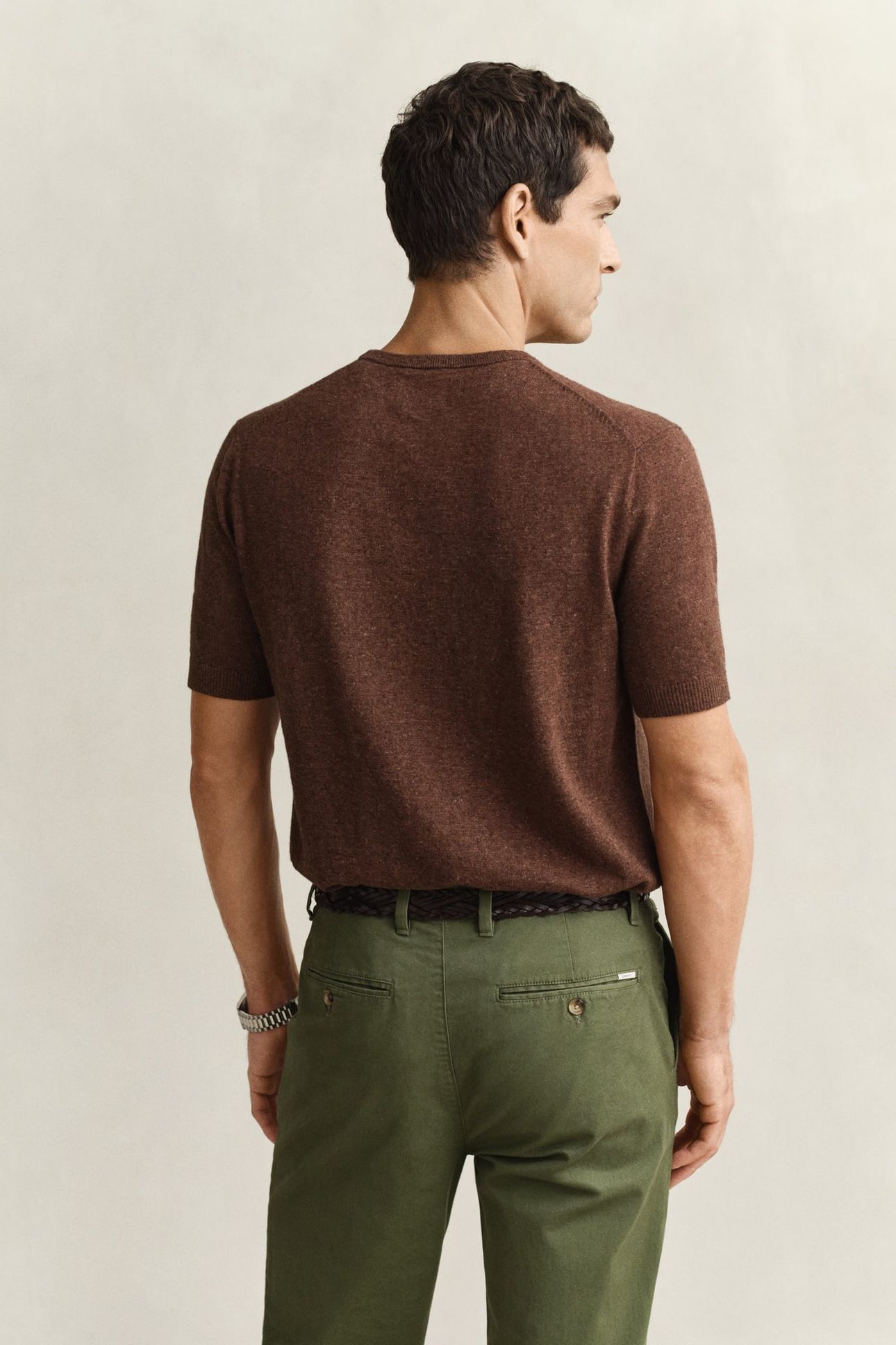 SLUB COTTON LINEN SS C-NECK HAZELNUT MELANGE 2