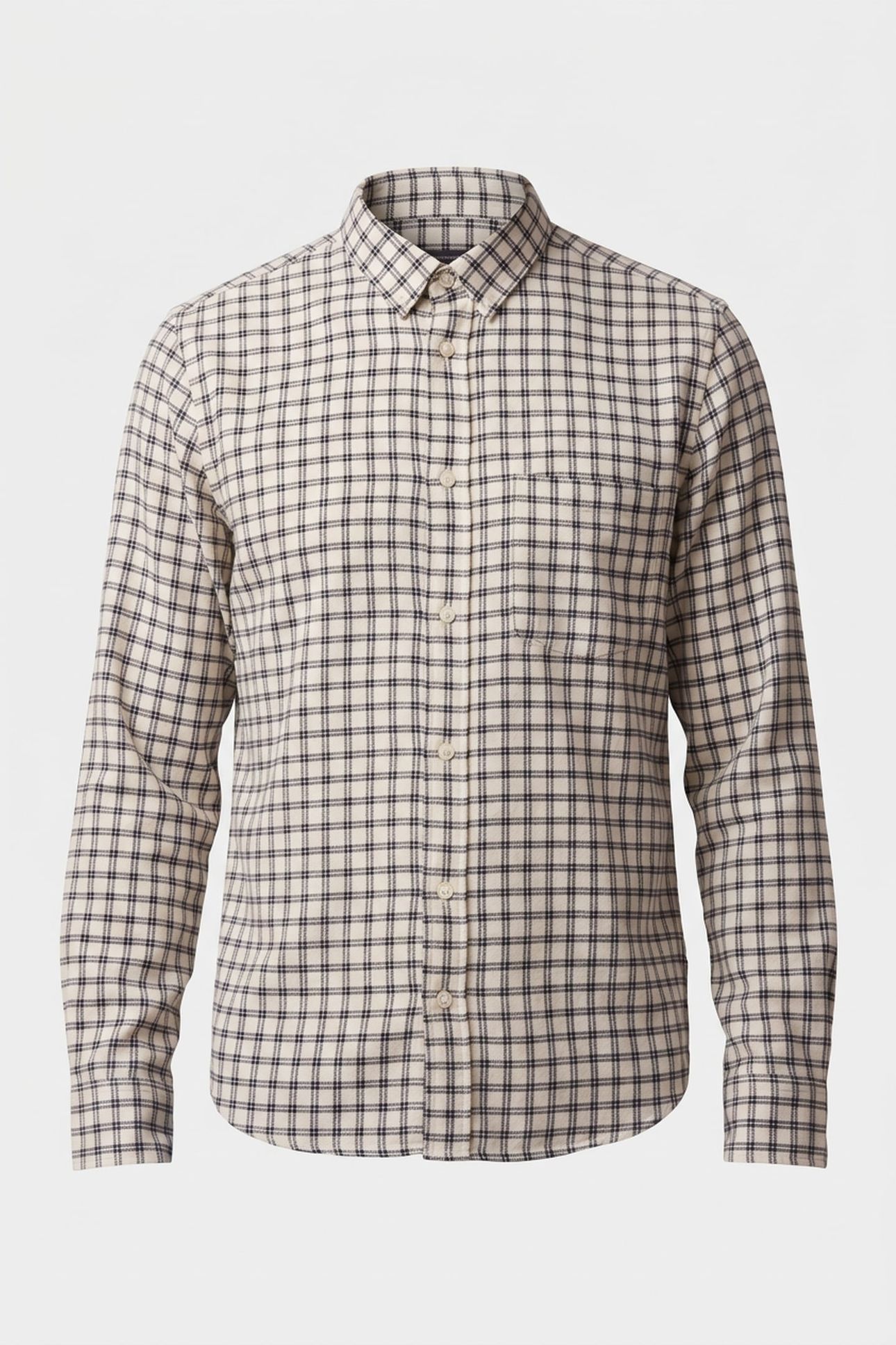 BOX CHECK FLANNEL LS ECRU/MARINE 3