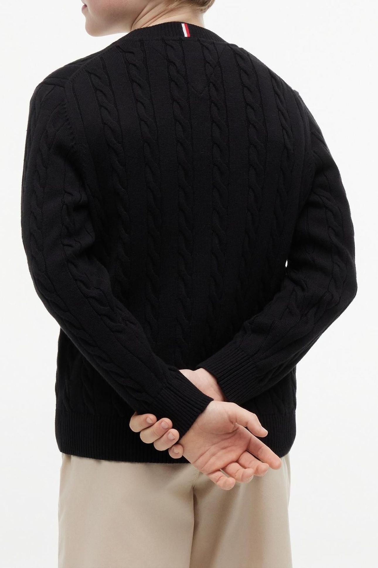 BOYS COTTON CABLE SWEATER BLACK 2