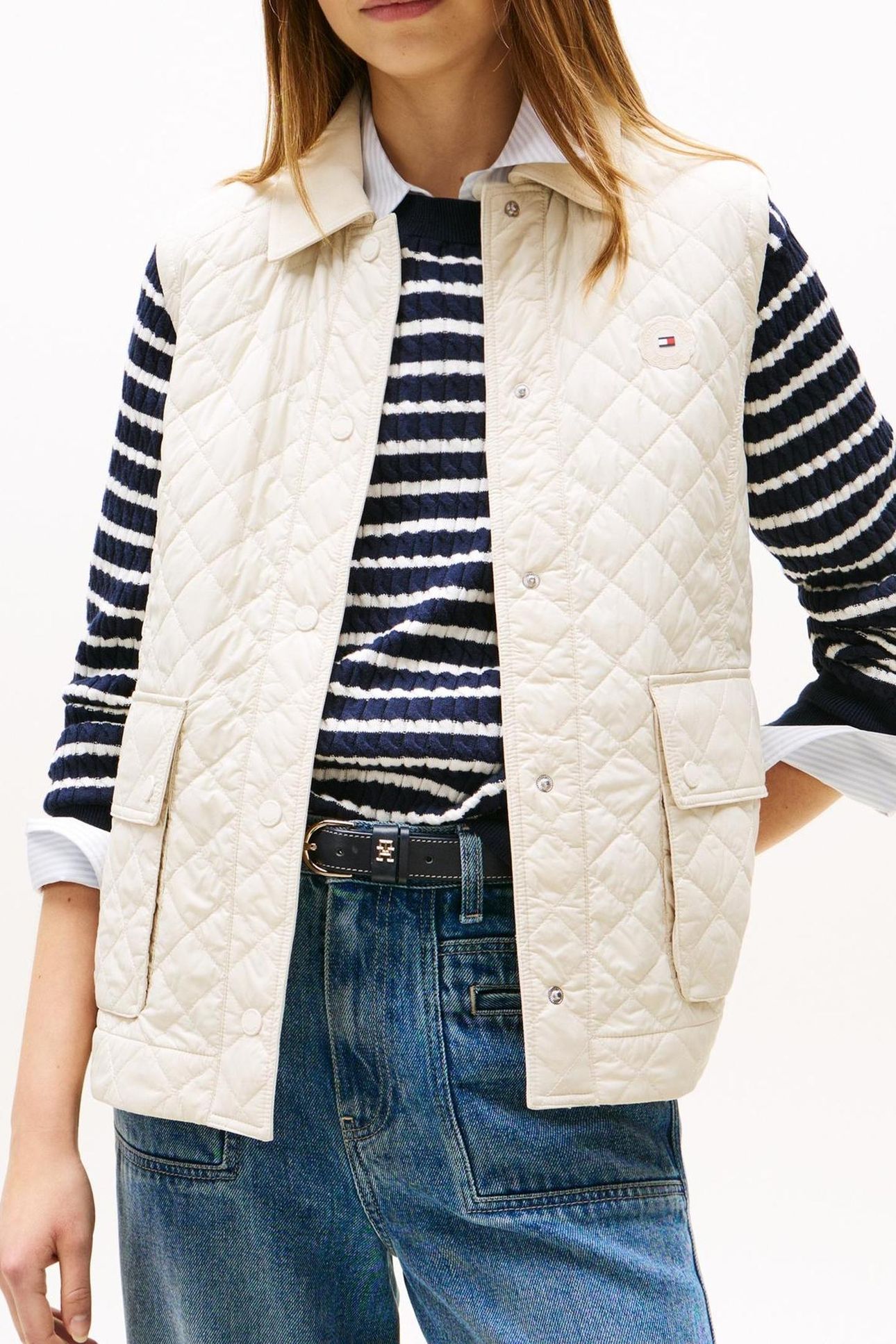 PADDED NYLON SLIM QUILTED VEST NEWSPRINT 4