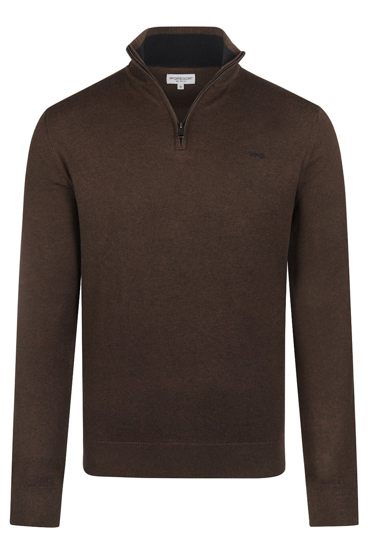 ZIP MOCK SWEATER CHOCOLATE BROWN 1