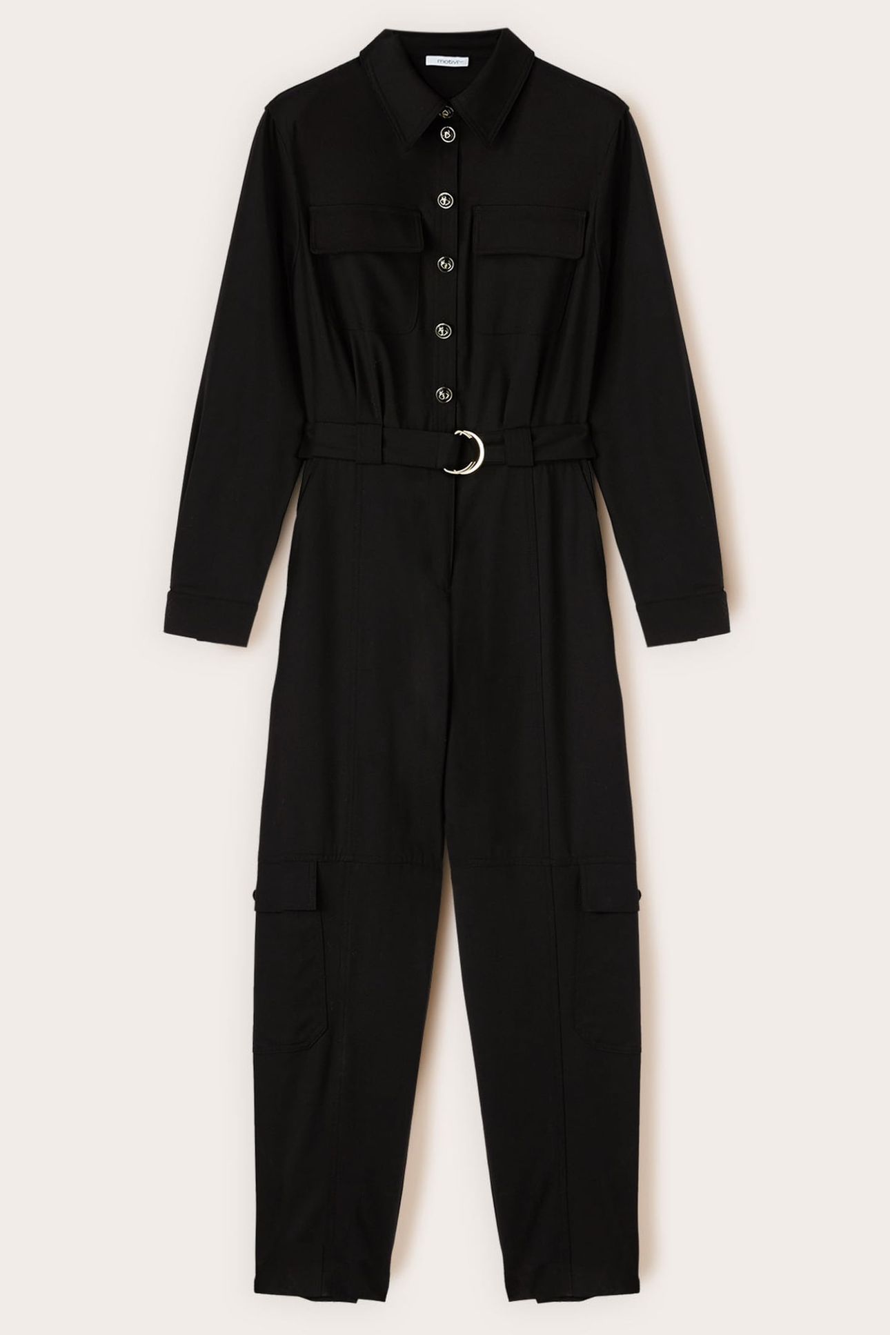 LONG JUMPSUIT IN WOOL BLEND FLANNEL BLACK 4