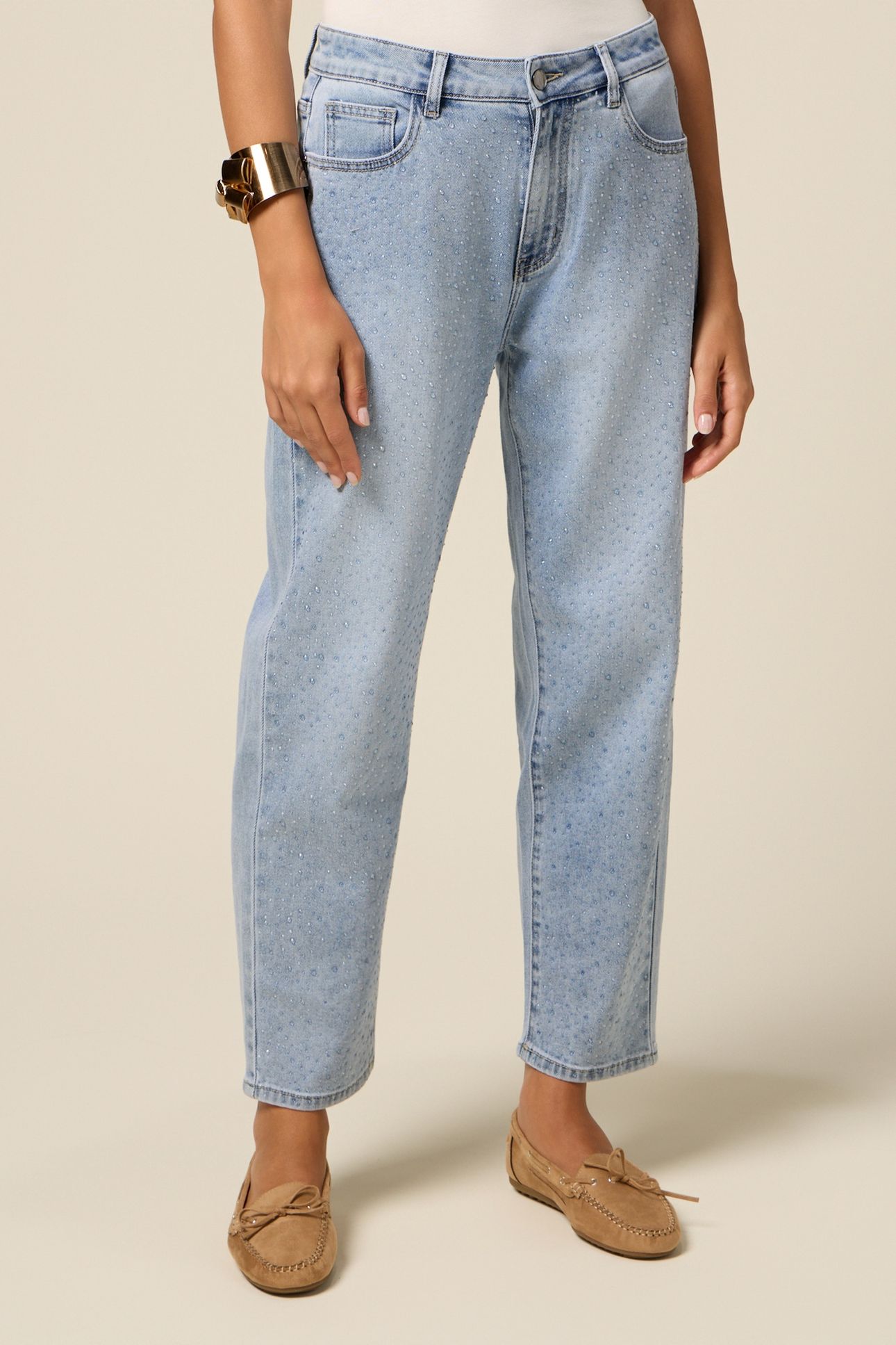 REGULAR JEANS WITH MICRO CRYSTALS LIGHT BLUE 1
