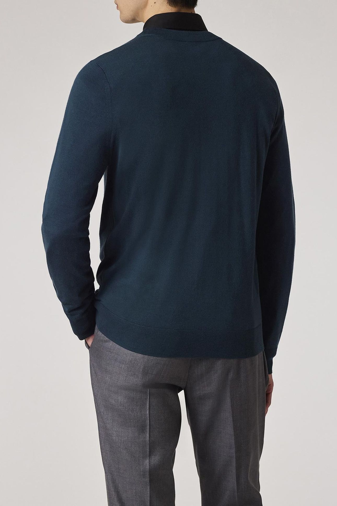 MENS SWEATER CREW NECK PETROL BLUE 3