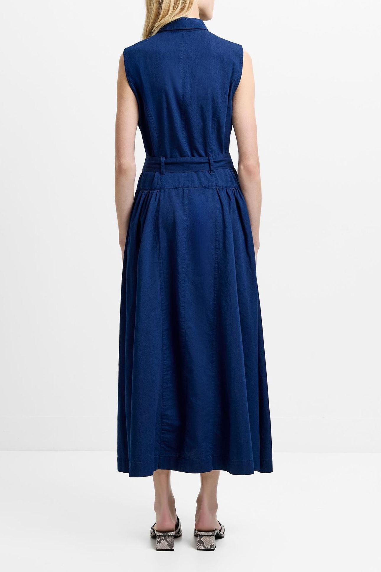 ZAVES CHAMBRAY BELTED MIDI DRS DARK WASH 2