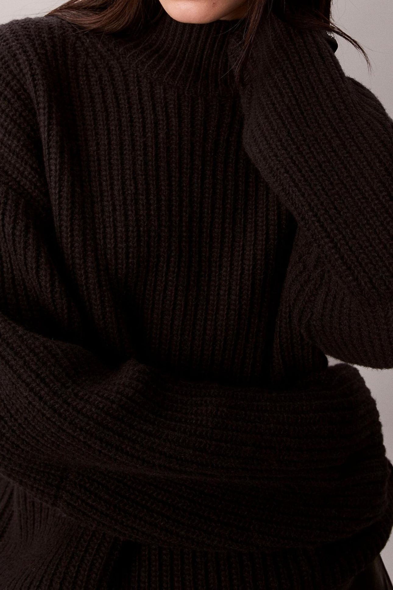 CHUNKY WOOL BLEND SWEATER BLACK 7