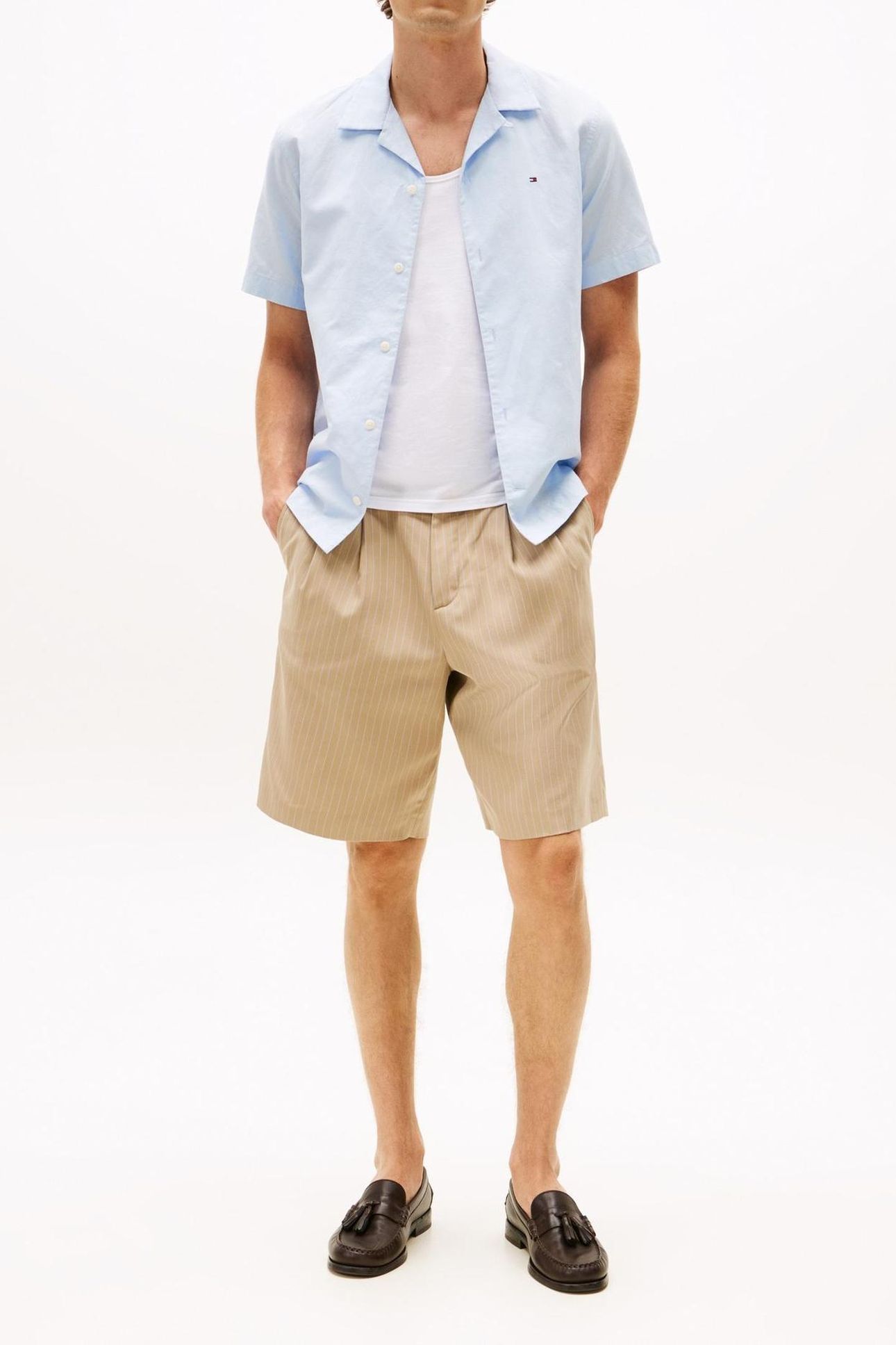 LINEN BLEND SOLID SHIRT BREEZY BLUE 2