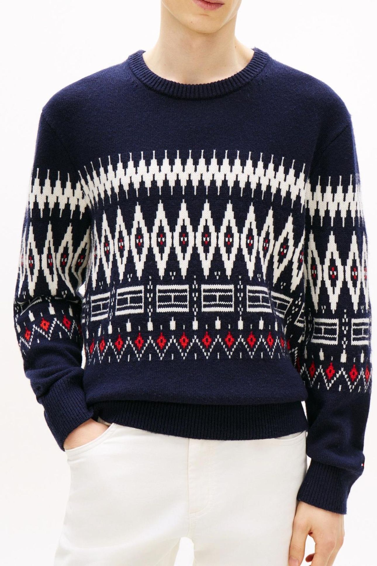 PLACED FAIRISLE WOOL DESERT SKY/IVORY PETAL 1