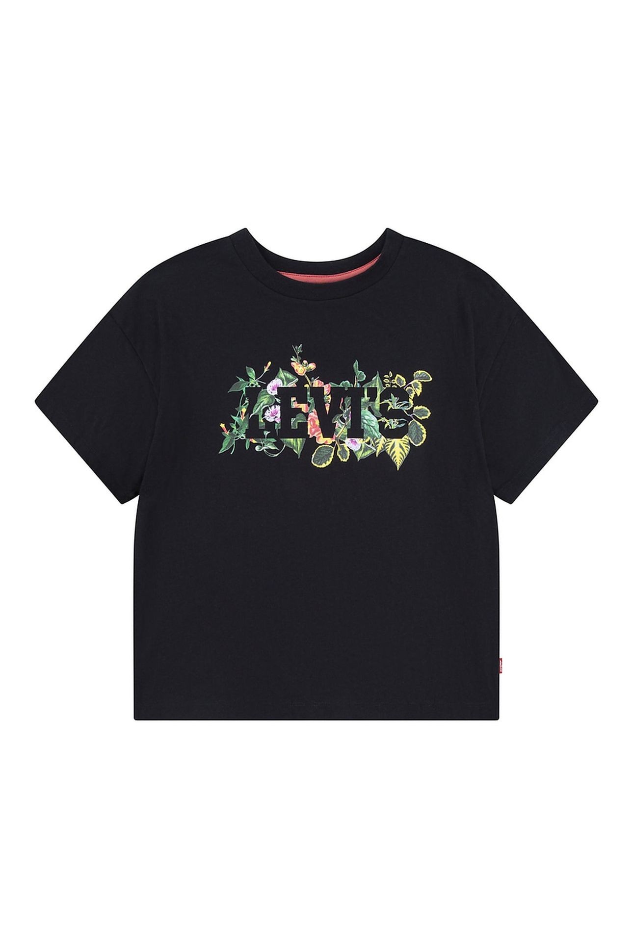 GIRLS OVERSIZED TROPICAL TEE BLACK 1