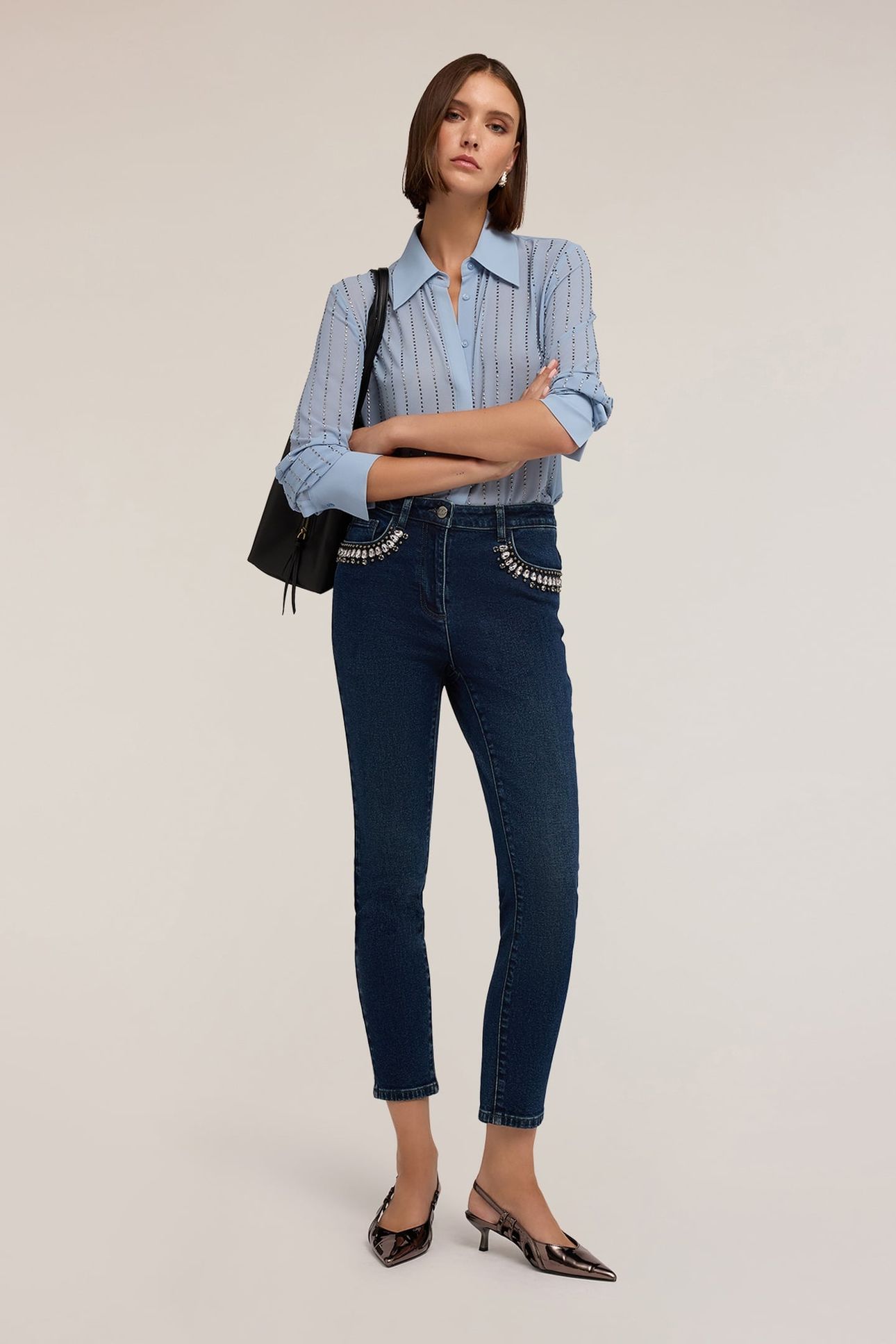 SKINNY JEANS WITH EMBROIDERED POCKETS BLUE 1