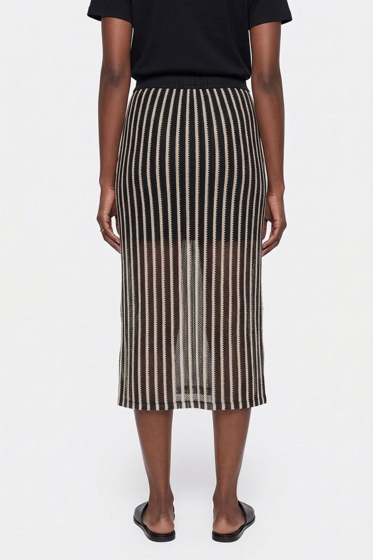 NAIA LACE STRIPE SKIRT BLACK 2