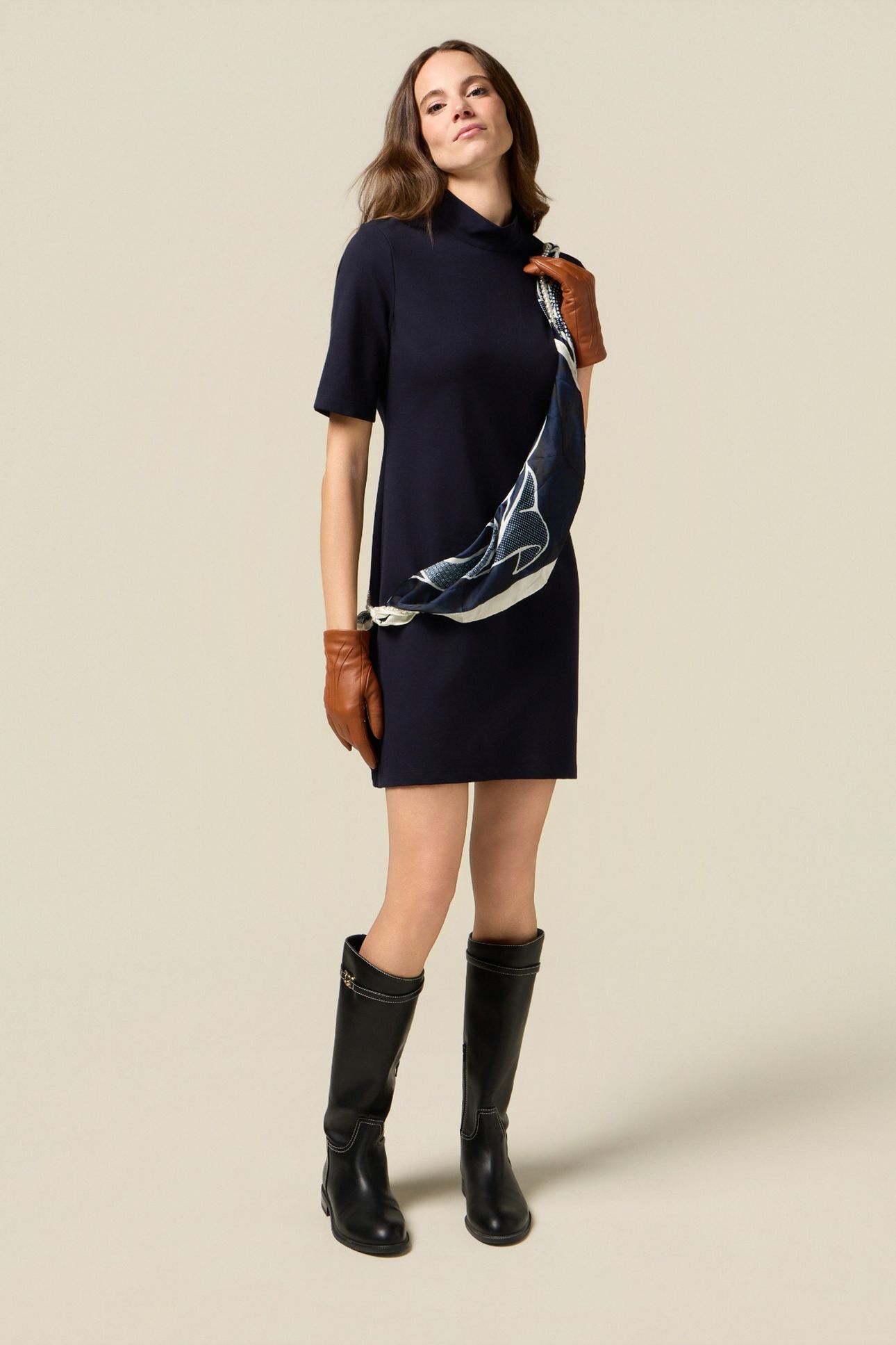 SHEATH DRESS WITH SCARF DETAIL BLUE 1