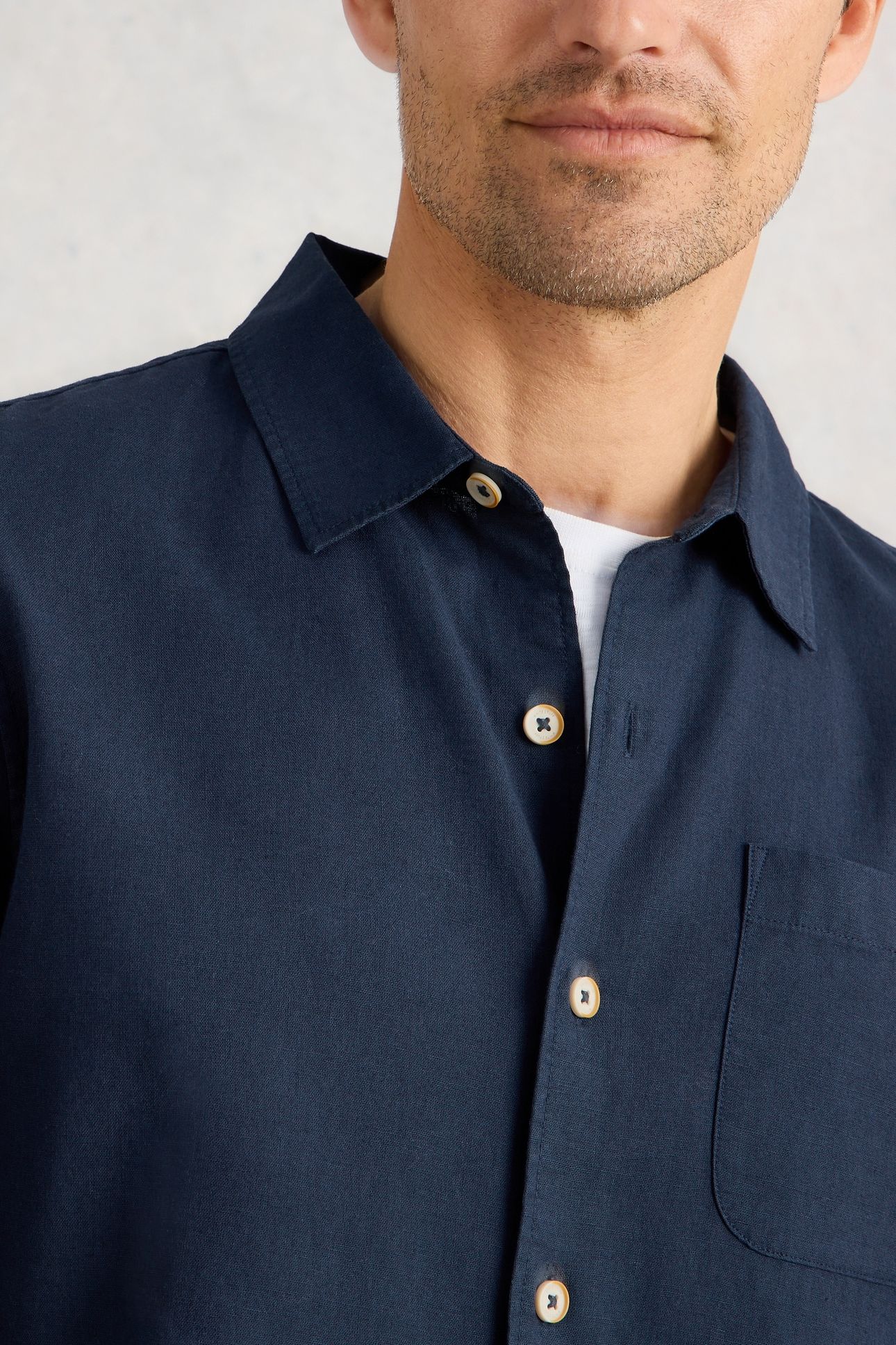 ELY LINEN COTTON LS SHIRT DARK NAVY 5