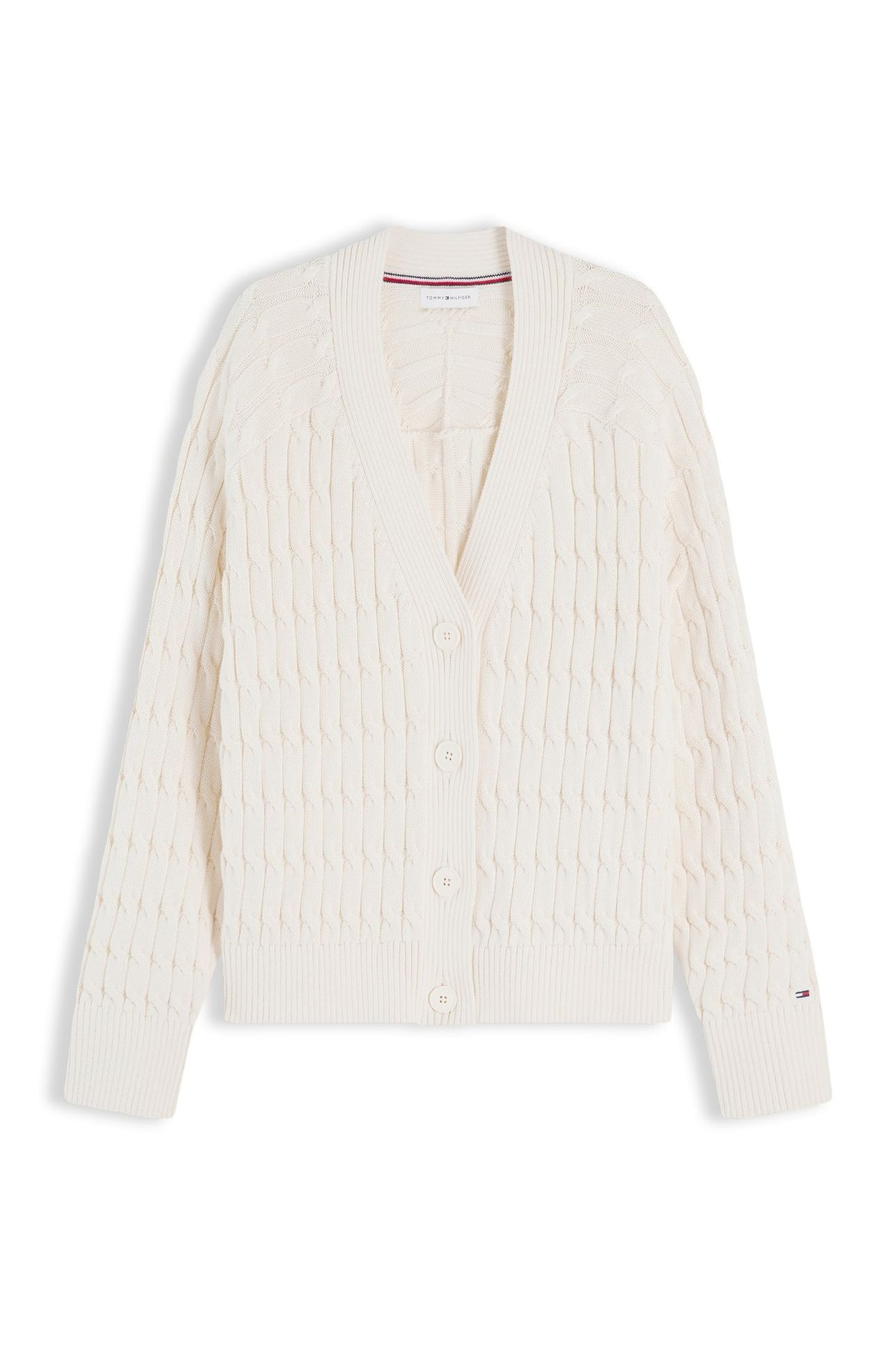 MID GG CABLE V-NECK LS IVORY PETAL 3