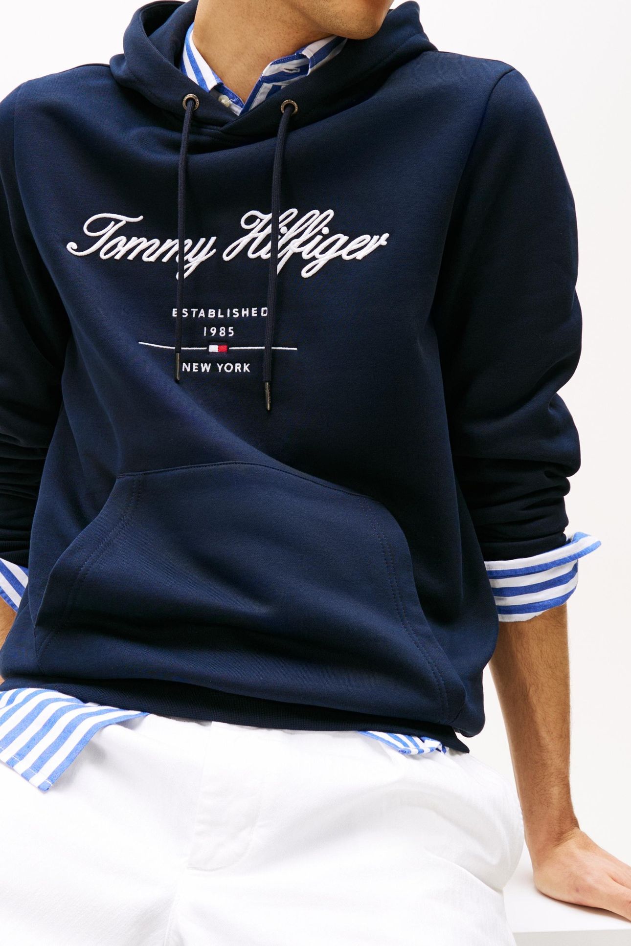 SCRIPT LOGO HOODIE NAVY BLUE 6