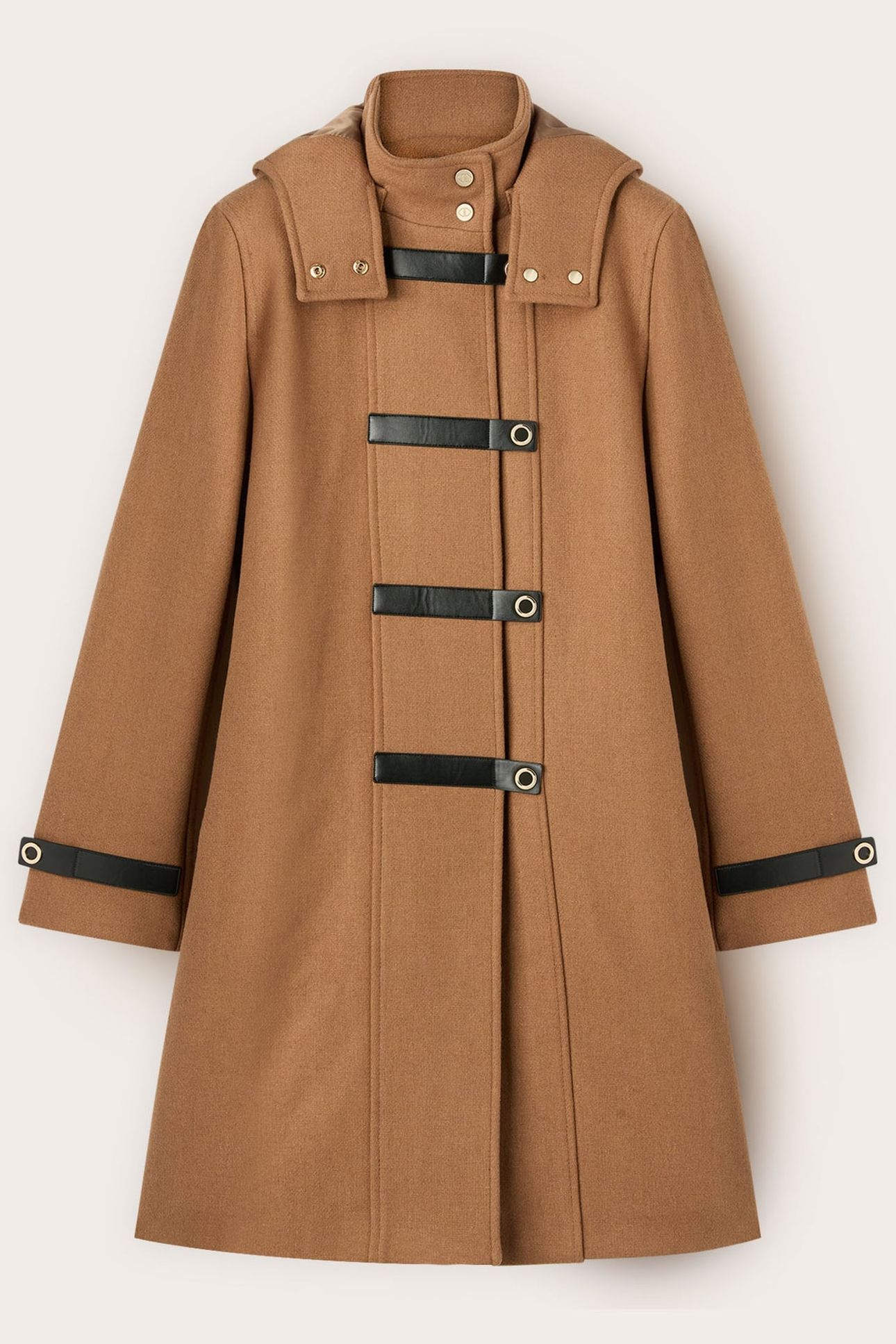 MIXED WOOL CLOTH COAT WITH INSERTS BROWN 4