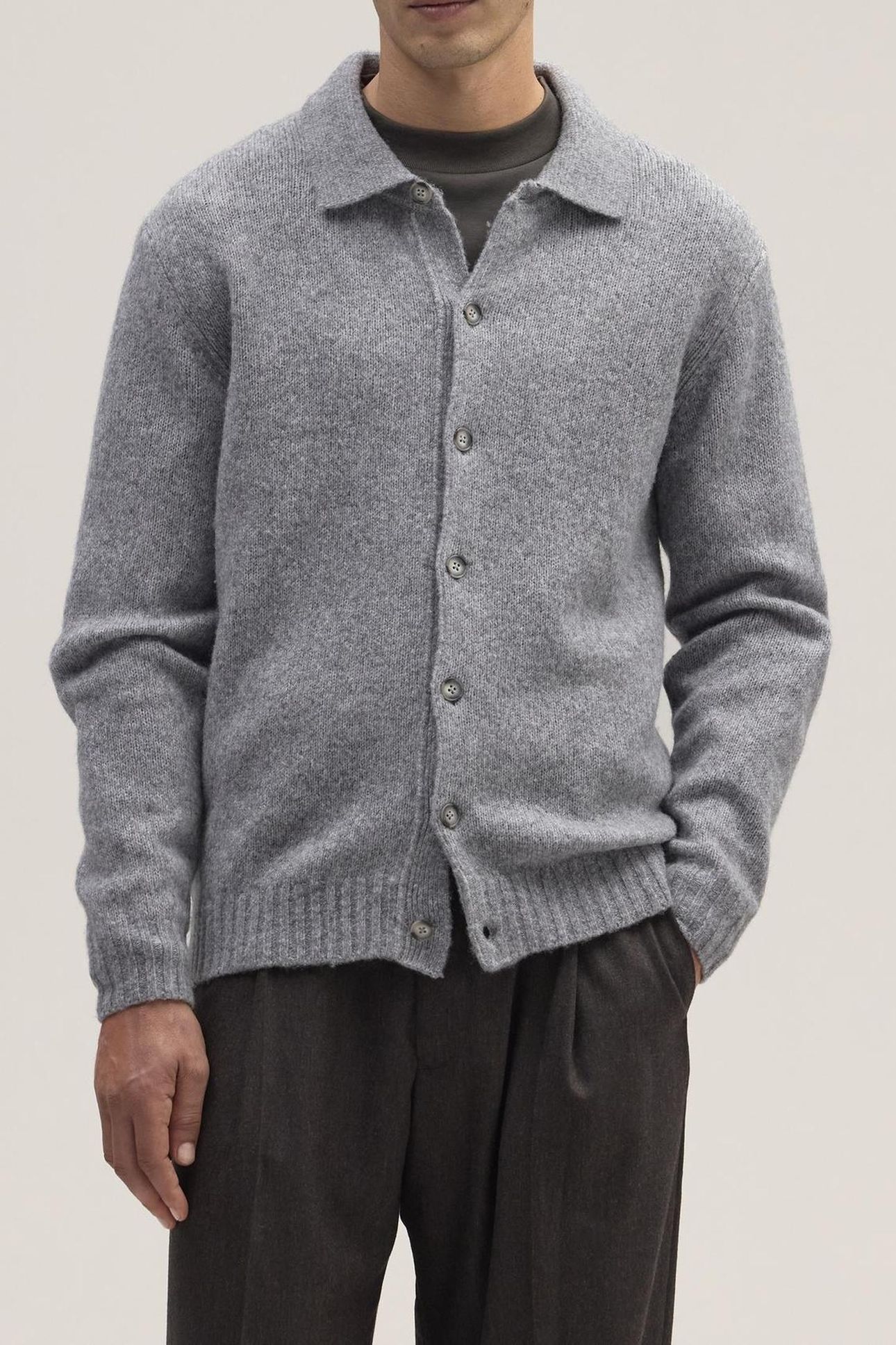 LEE POLO CARDIGAN 6598 GREY MEL. 1