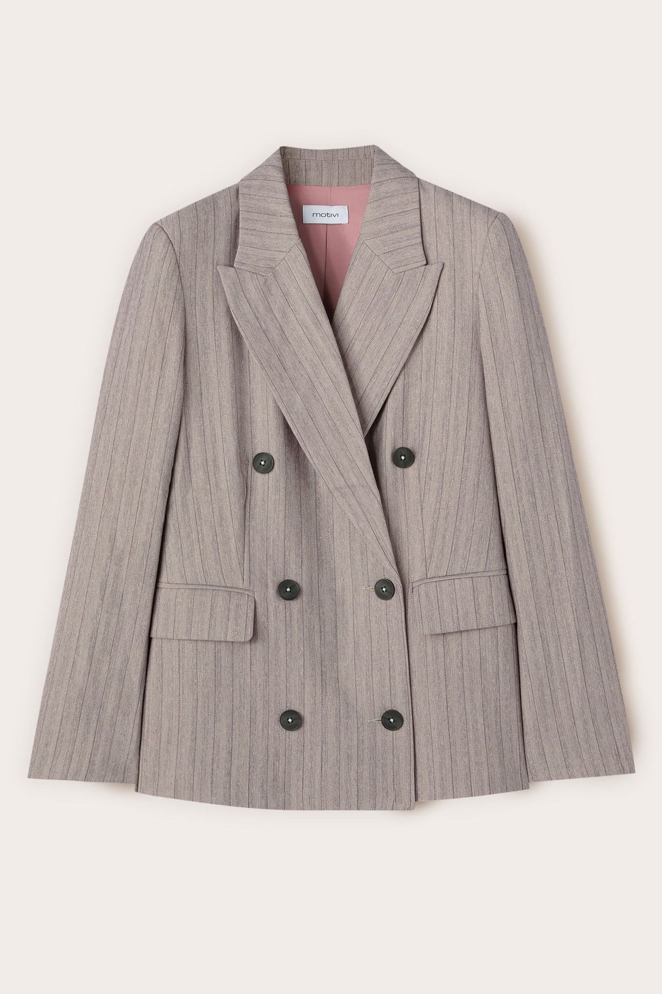 STRUCTURED DOUBLE-BREASTED PINSTRIPE JACKET GREY 4